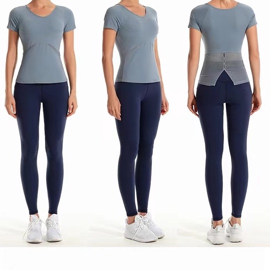 Baju Atasan Olahraga Yoga Sport Body Fit Alino / Kaos Lengan Pendek Olahraga Senam Yoga Running / Top Body Fit with Tile