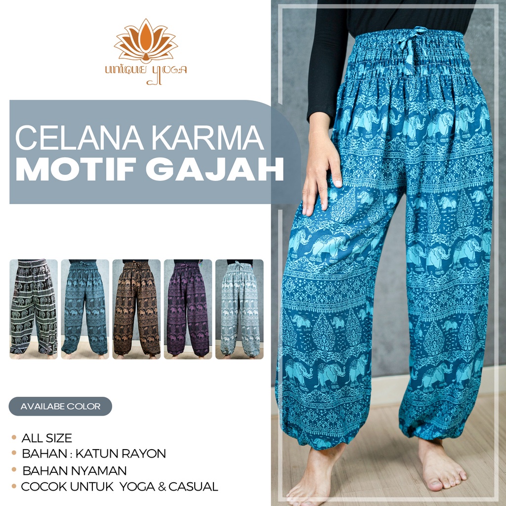 Celana Harem Yoga / Yoga Pant Karma Long Motif Gajah / Celana Harem Yoga Murah / Ganesha Yoga Pants / Celana Yoga Murah
