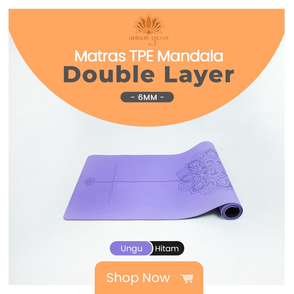 Matras Yoga TPE Mandala 80cm / Matras TPE Mandala 6mm Lebar 80cm / Matras Yoga Pilates / Yoga Mat Big Size / Yoga Mat Motif 