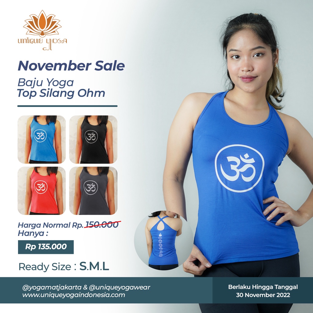 Baju Yoga / Kaos Senam Yoga / Top Yoga Silang Ohm / Baju Yoga Murah / Kaos Olahraga Wanita / Kaos Senam Wanita