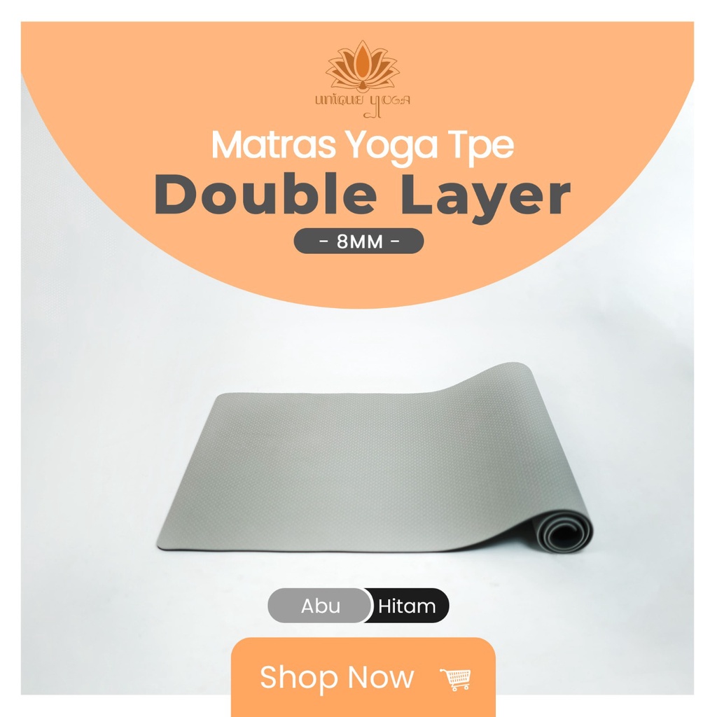 Yoga Mat TPE Double Layer 8mm Ukuran Besar / Alas Olahraga Yoga / Pilates Yoga Mat / Matras Yoga TPE Double Layer 80cm 