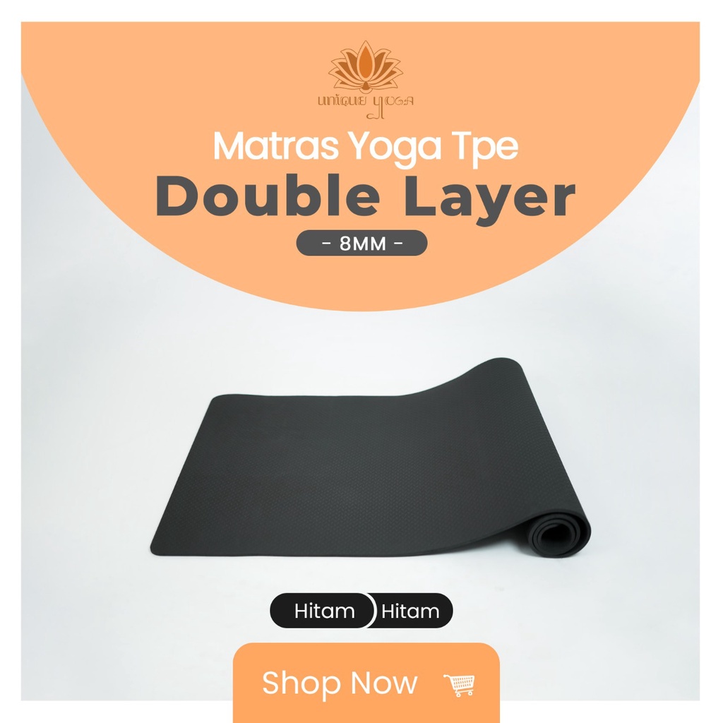 Yoga Mat TPE Double Layer 8mm Ukuran Besar / Alas Olahraga Yoga / Pilates Yoga Mat / Matras Yoga TPE Double Layer 80cm 