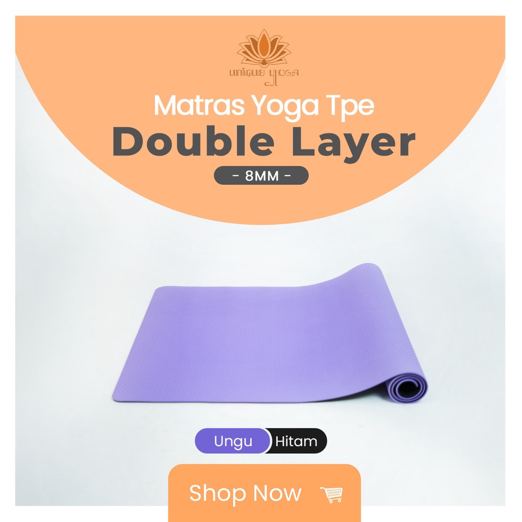 Yoga Mat TPE Double Layer 8mm Ukuran Besar / Alas Olahraga Yoga / Pilates Yoga Mat / Matras Yoga TPE Double Layer 80cm 