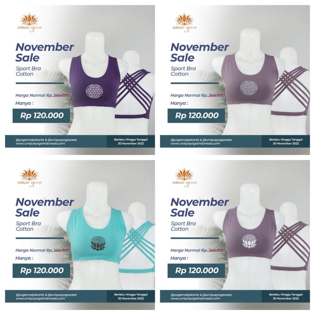 Sports Bra Yoga/ Bra Olahraga Wanita/ Bra Senam Yoga Cotton Super Adem