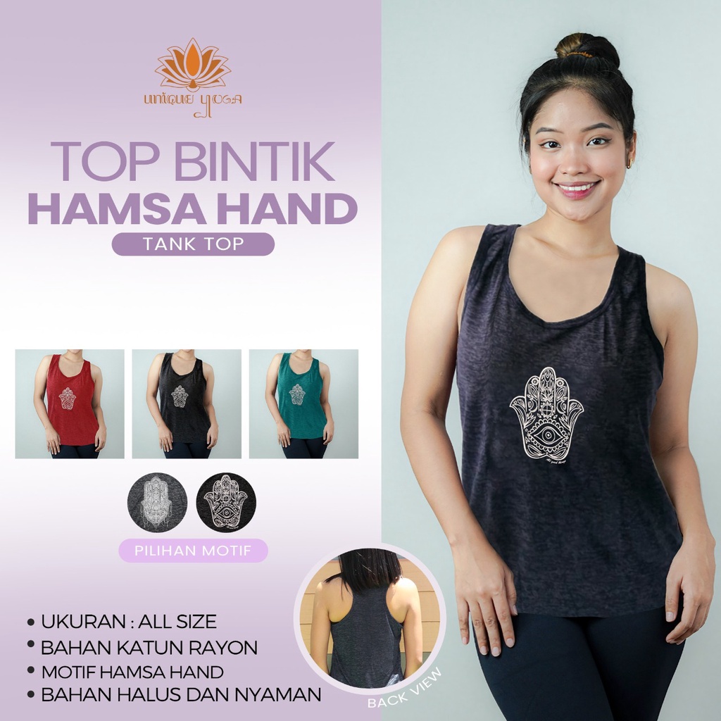 Tanktop Yoga / Top Murah / Top Senam / Top Bintik Hamsahand / Kaos Yoga Pria / Kaos Yoga Wanita / Baju Murah / Kaos Pria