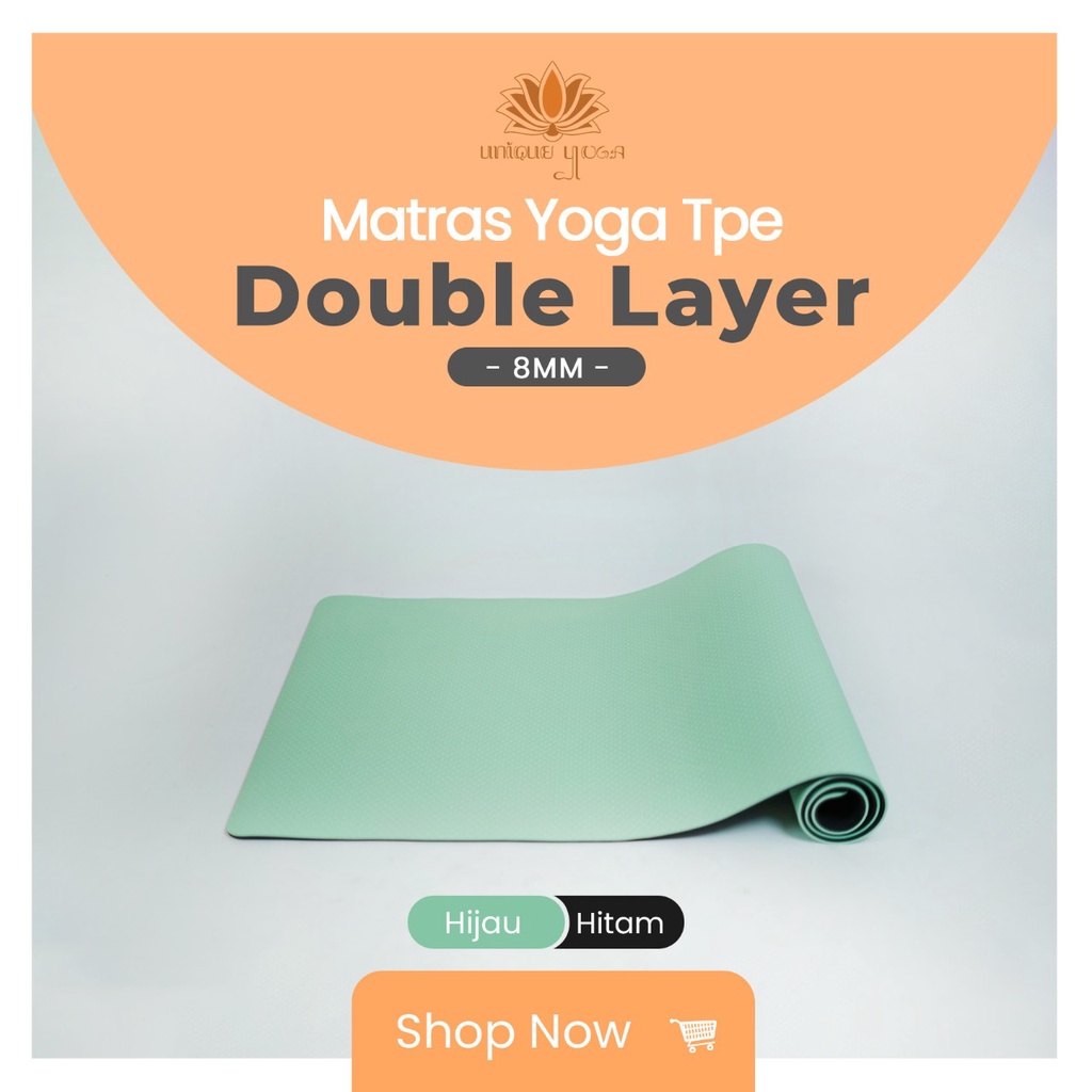 Yoga Mat TPE Double Layer 8mm Ukuran Besar / Alas Olahraga Yoga / Pilates Yoga Mat / Matras Yoga TPE Double Layer 80cm 