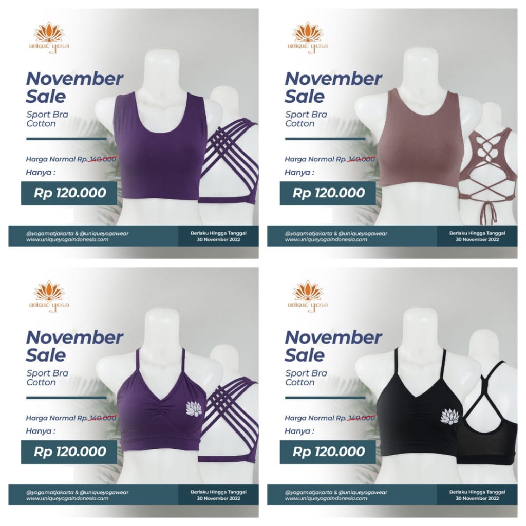 Sports Bra Yoga/ Bra Olahraga Wanita/ Bra Senam Yoga Cotton Super Adem