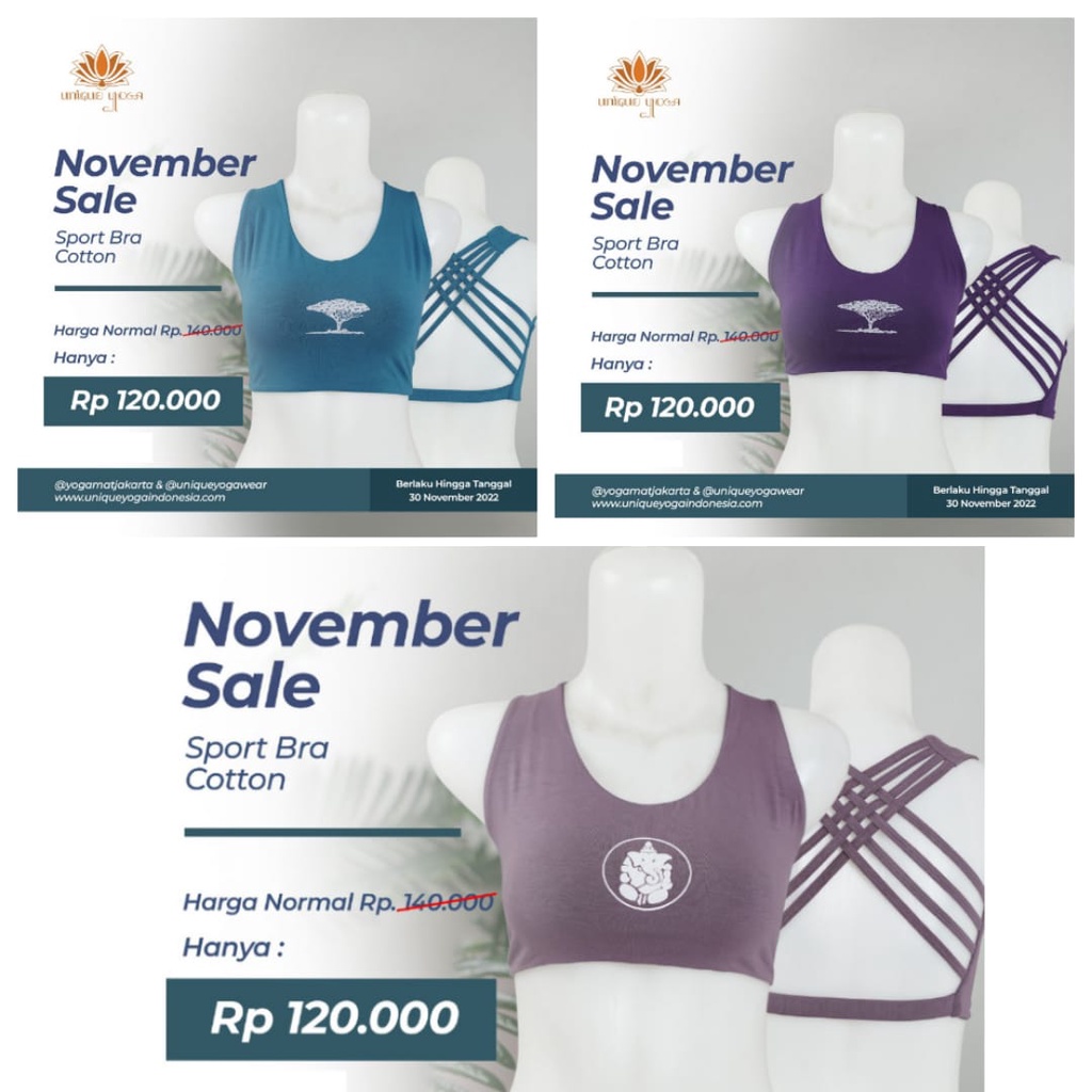 Sports Bra Yoga/ Bra Olahraga Wanita/ Bra Senam Yoga Cotton Super Adem