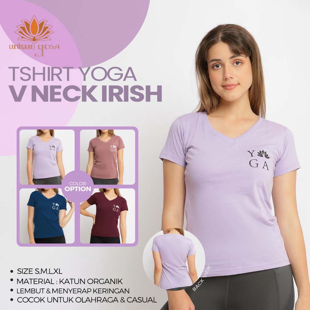 Tshirt Yoga V Neck Irish / Tshirt Wanita Murah / Baju Kaos Yoga Wanita V Neck Irish / Kaos Olahraga Senam Yoga Terbaru 