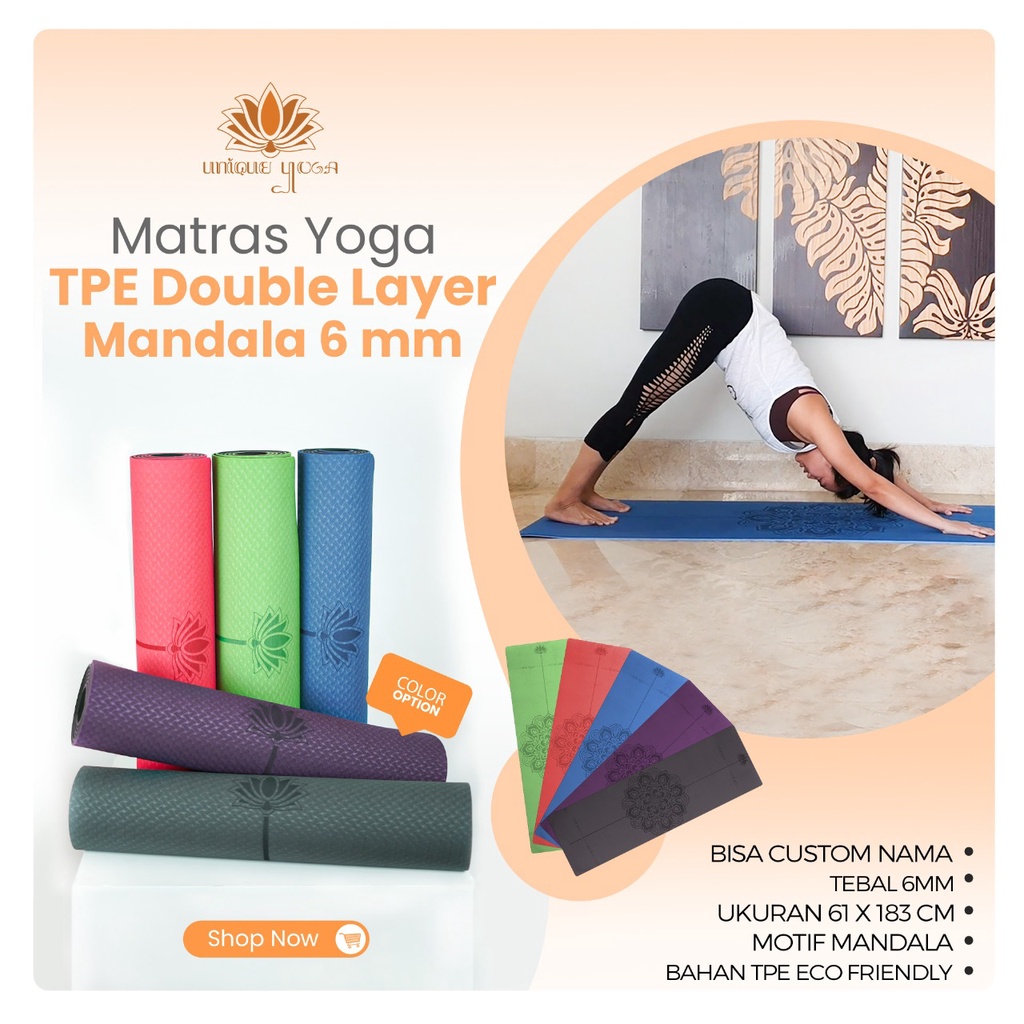 TPE Double Layer 6mm Motif Mandala / Yoga Mat TPE 6mm Mandala Eco Freindly / Yoga Mat TPE Mandala / Matras Yoga Murah