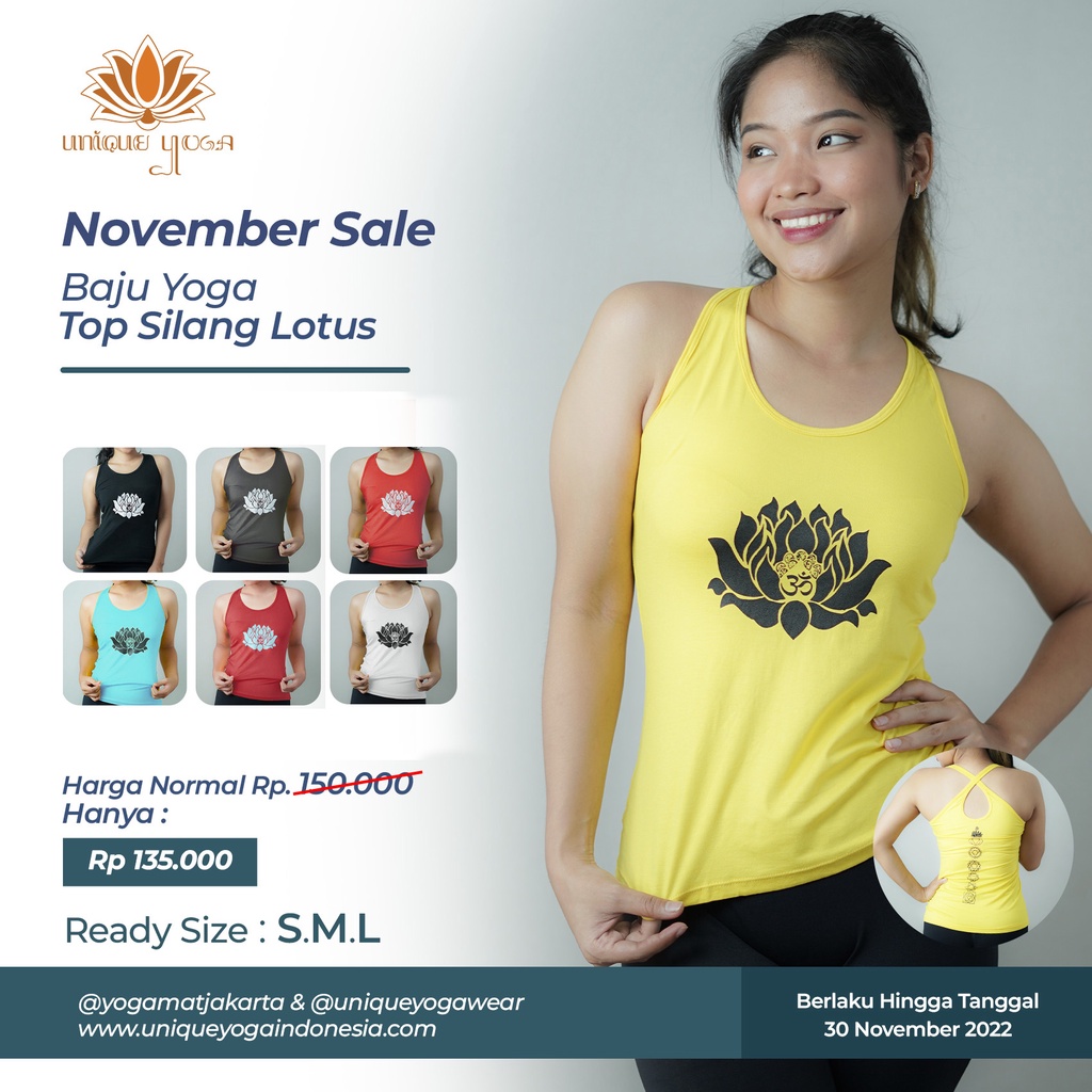 Baju Yoga / Kaos Senam Yoga / Top Silang Lotus / Kaos Senam Wanita / Kaos Olahraga Murah / Baju Zumba