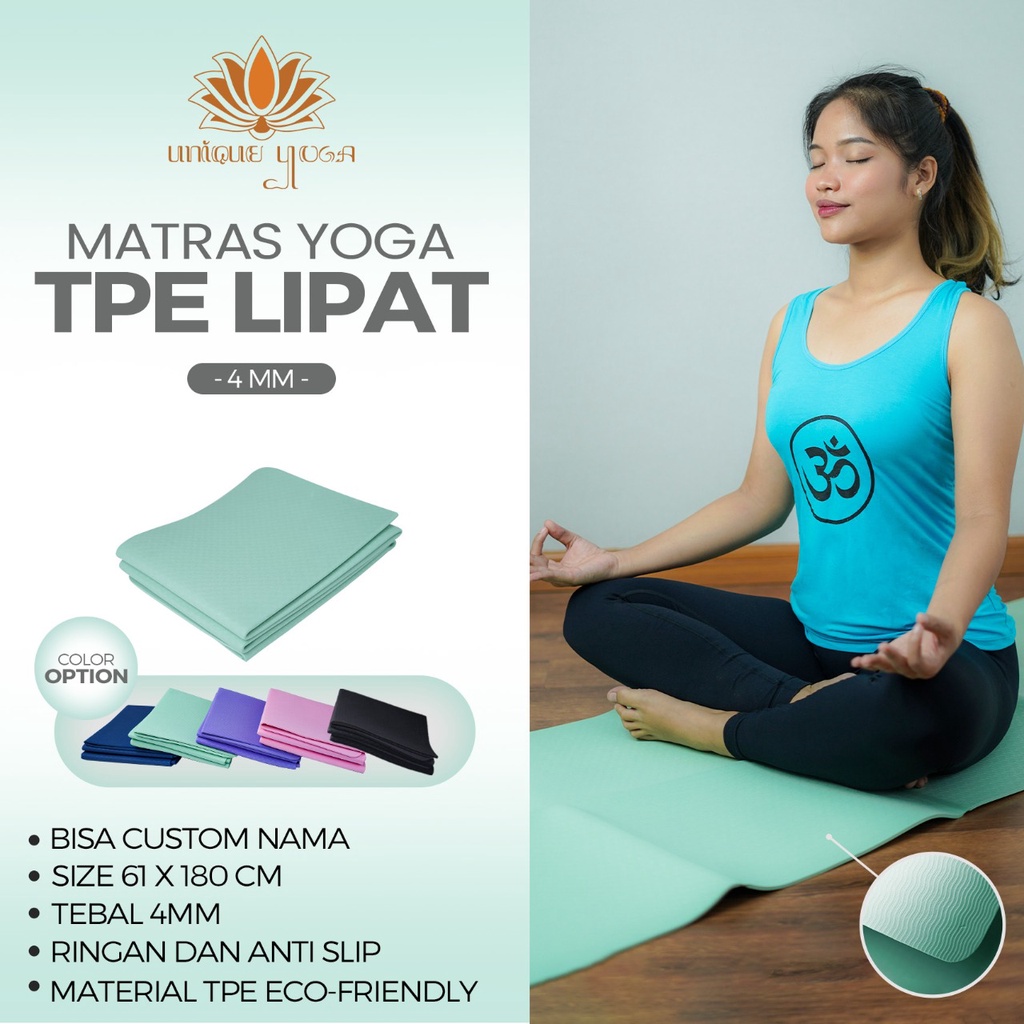 Yoga Mat Travel 4 mm / TPE Yoga Mat Folding 4mm / TPE Matras Yoga Lipat / Matras Senam Yoga Murah / Folding Mat Yoga 