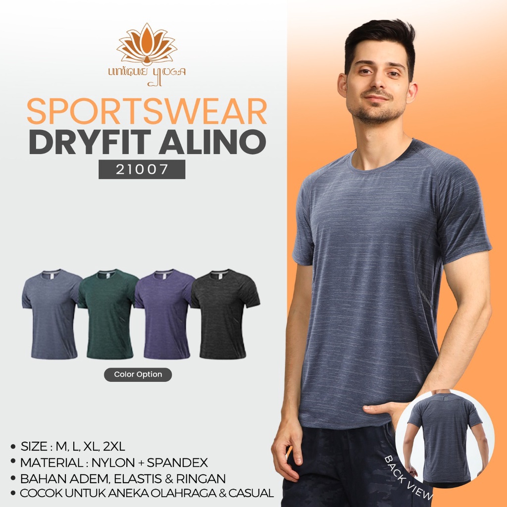 Kaos Olahraga Pria / Kaos Olahraga Cowok / Baju Sport Yoga Import Bahan Dry Fit Termurah 21007 Daily Active Wear / Kaos