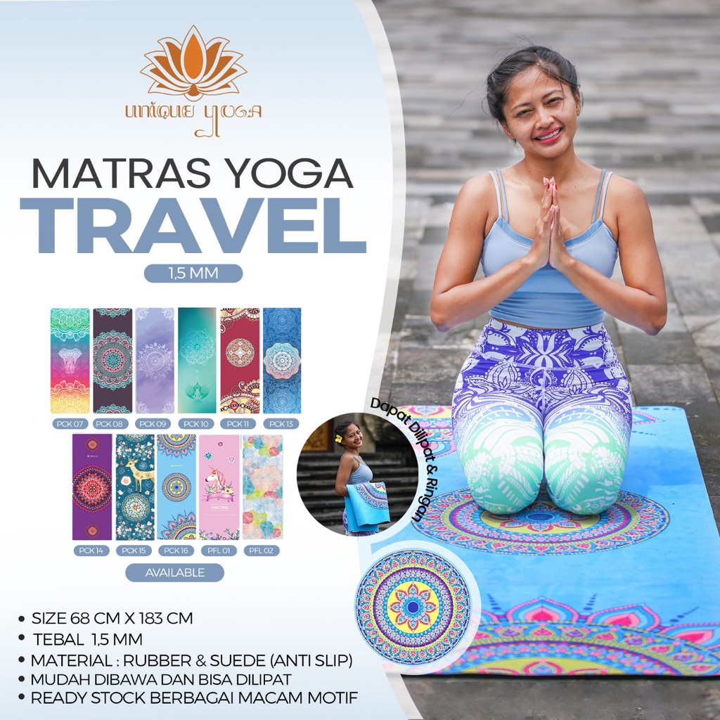 Matras Alas Yoga Senam / Yoga Mat Travel Motif 1,5mm / Matras Travel Motif Batik / Travel Mat Motif / Matras Yoga Lipat