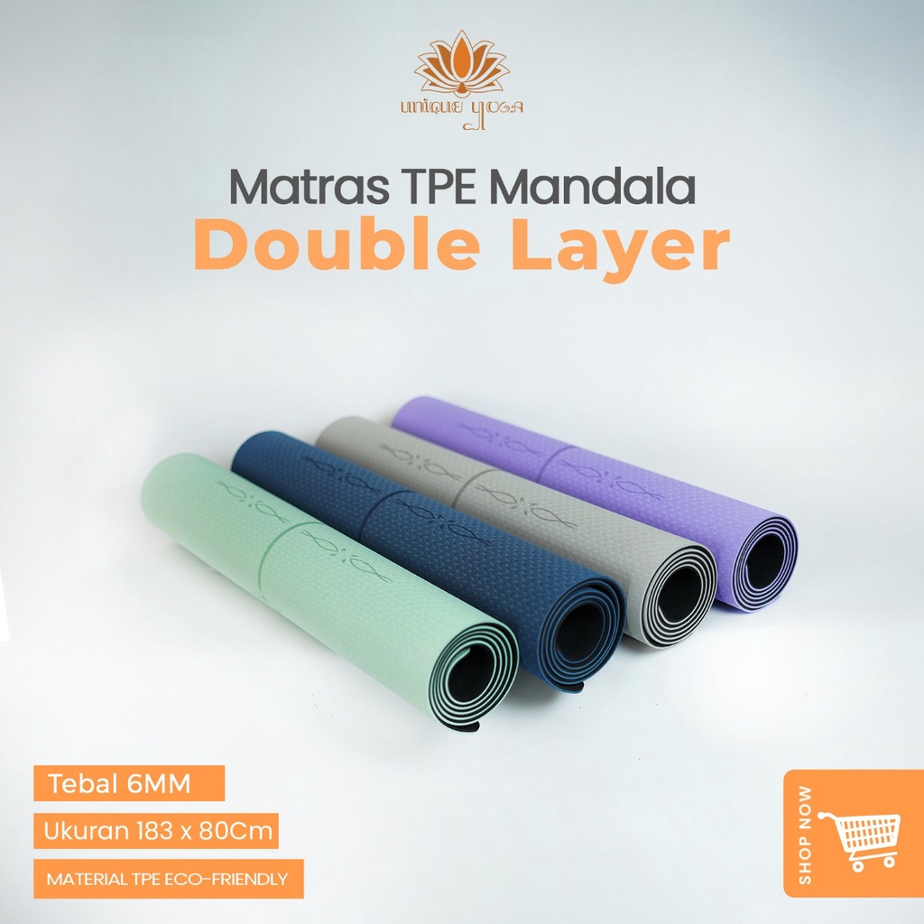 Matras Yoga TPE Mandala 80cm / Matras TPE Mandala 6mm Lebar 80cm / Matras Yoga Pilates / Yoga Mat Big Size / Yoga Mat Motif 