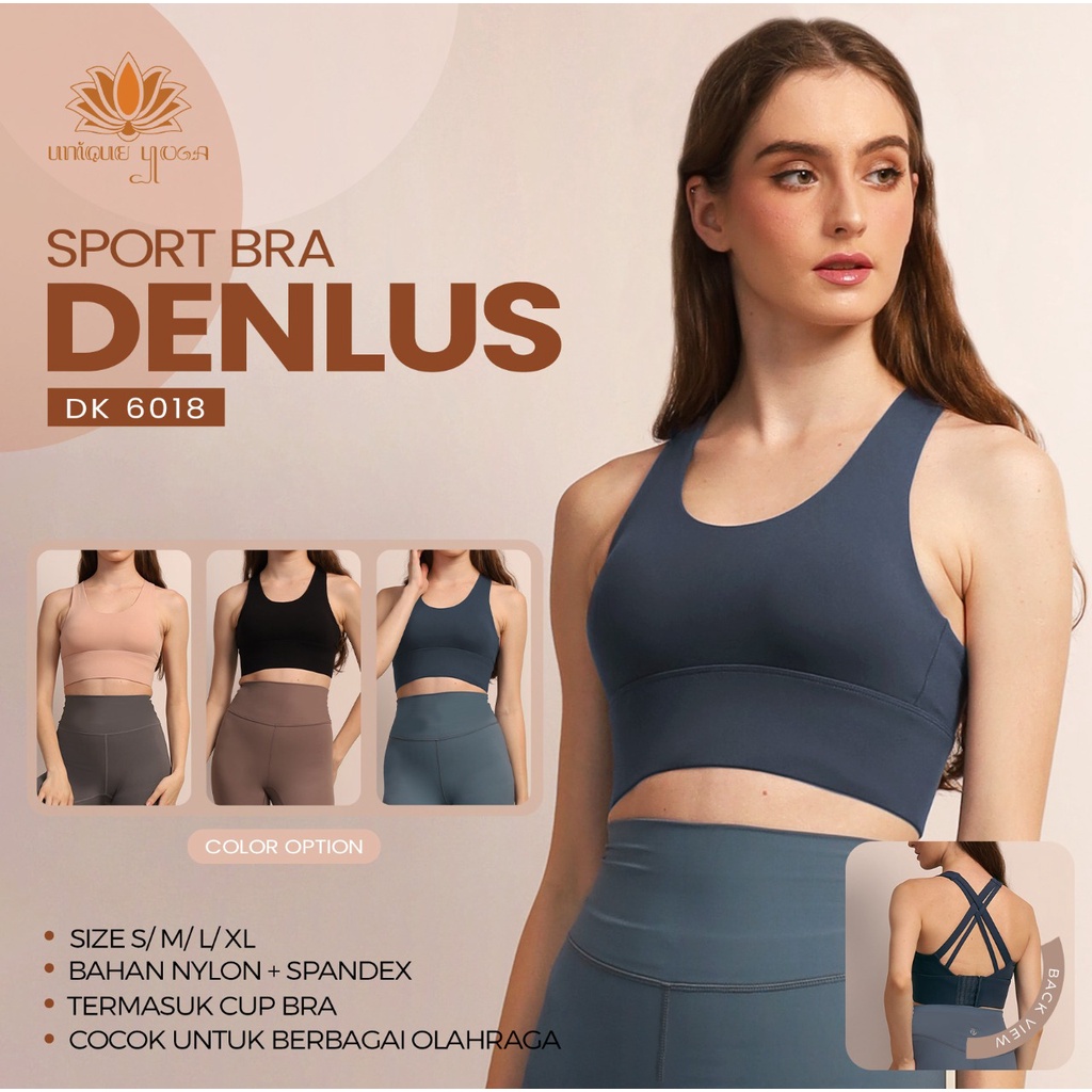 Sport Bra Yoga / Atasan Olahraga Senam Yoga Pilates / Bra Sport Denlus High Impact DK 6018 / Sprot Bra Wanita