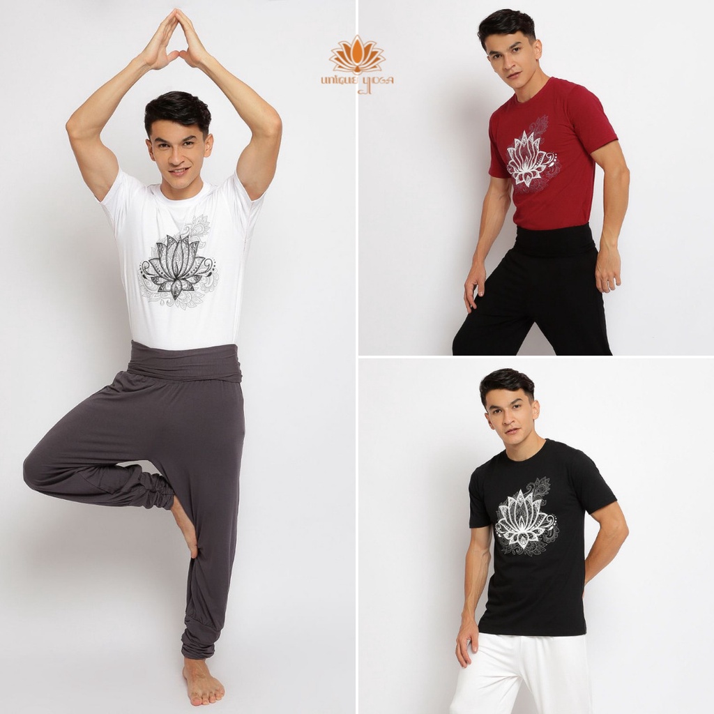 Kaos Yoga / Kaos Olahraga Tshirt Vida / Baju Yoga Unisex Pria dan Wanita Dry Fit Motif Lotus / Tshirt Yoga Murah