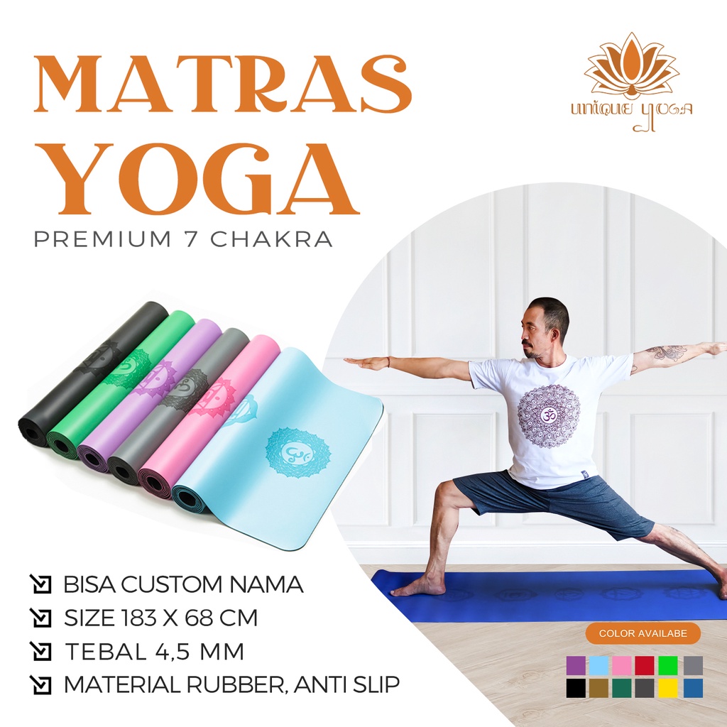 Matras Yoga Premium Chakra / Premium Yoga Mat 7 Chakra / Unique Cakra Yoga Mat / Yoga Mat Premium Cakra 4,5mm