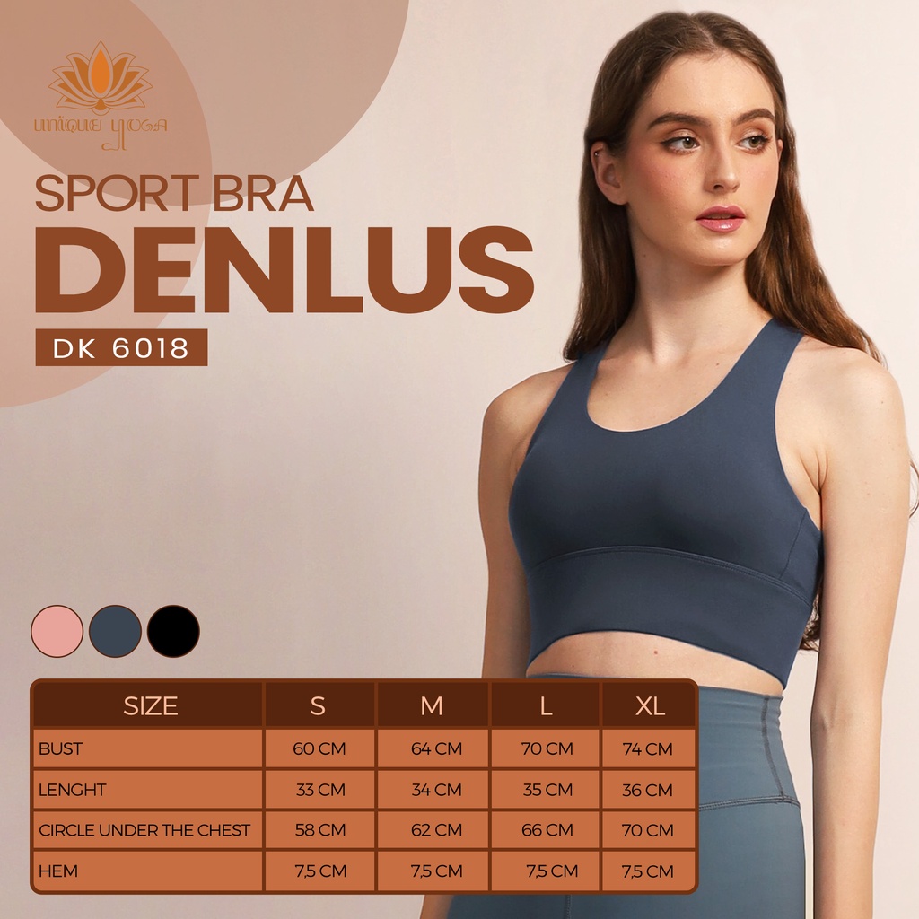Sport Bra Yoga / Atasan Olahraga Senam Yoga Pilates / Bra Sport Denlus High Impact DK 6018 / Sprot Bra Wanita