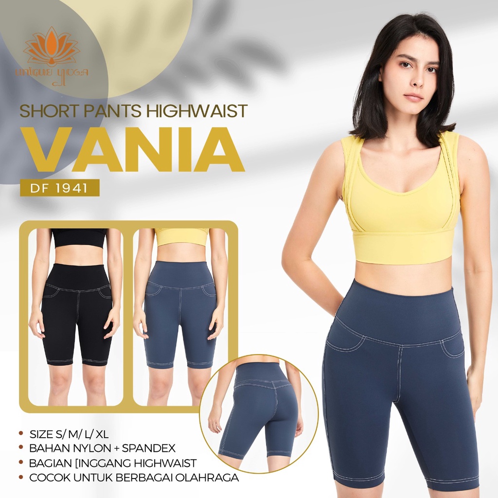 Celana Senam Pendek Yoga Pilates Aerobik / Short Pant Yoga High Waist Terbaru / Legging Pendek Yoga Vania DF 1941