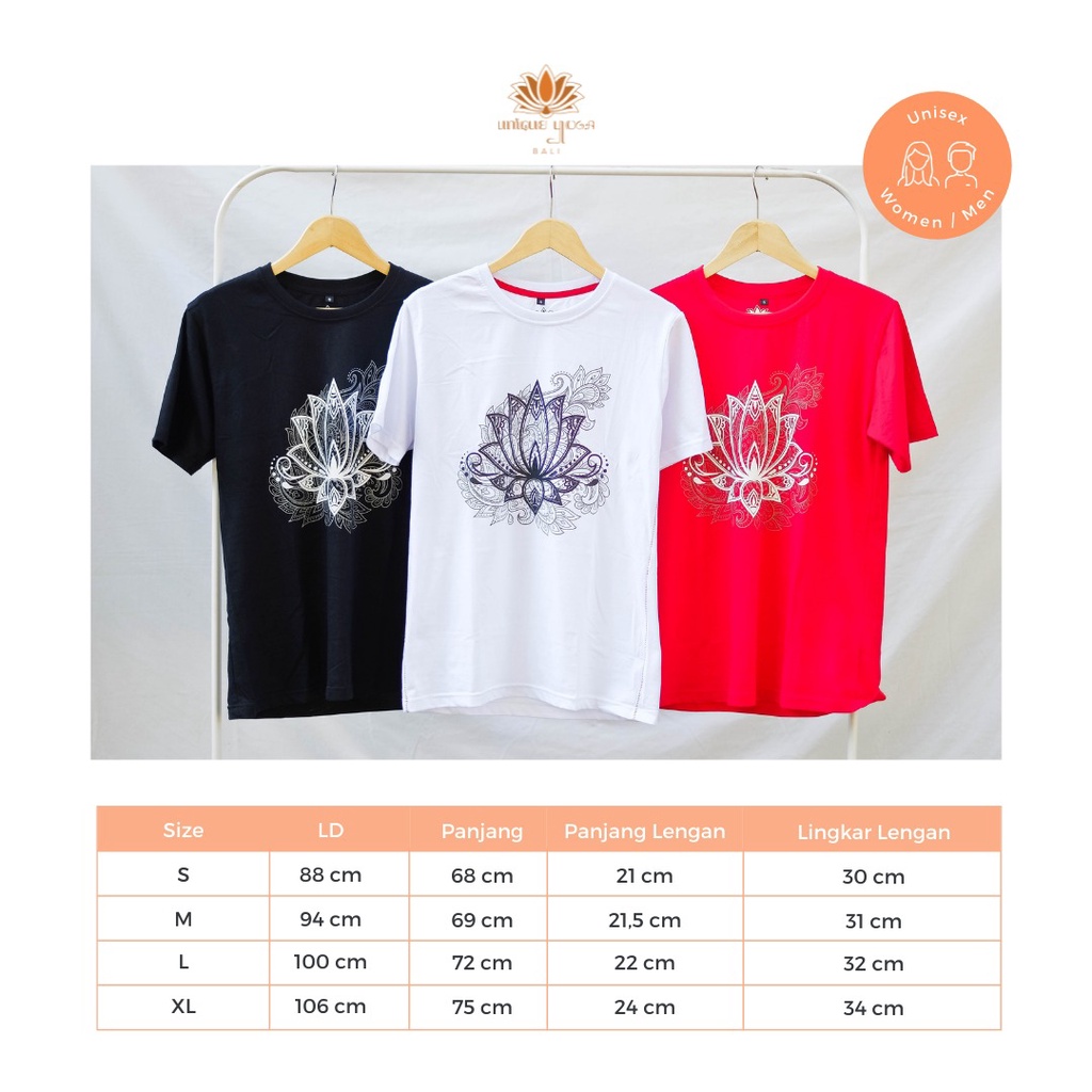 Kaos Yoga / Kaos Olahraga Tshirt Vida / Baju Yoga Unisex Pria dan Wanita Dry Fit Motif Lotus / Tshirt Yoga Murah