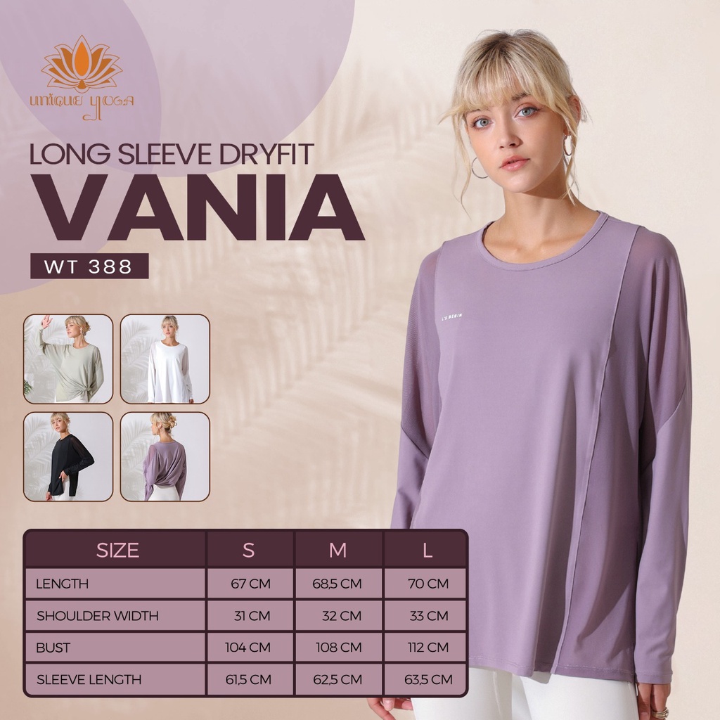 Kaos Olahraga Yoga Lengan Panjang Wanita / Top Long Sleeve Vania WT 388 Senam Yoga Murah