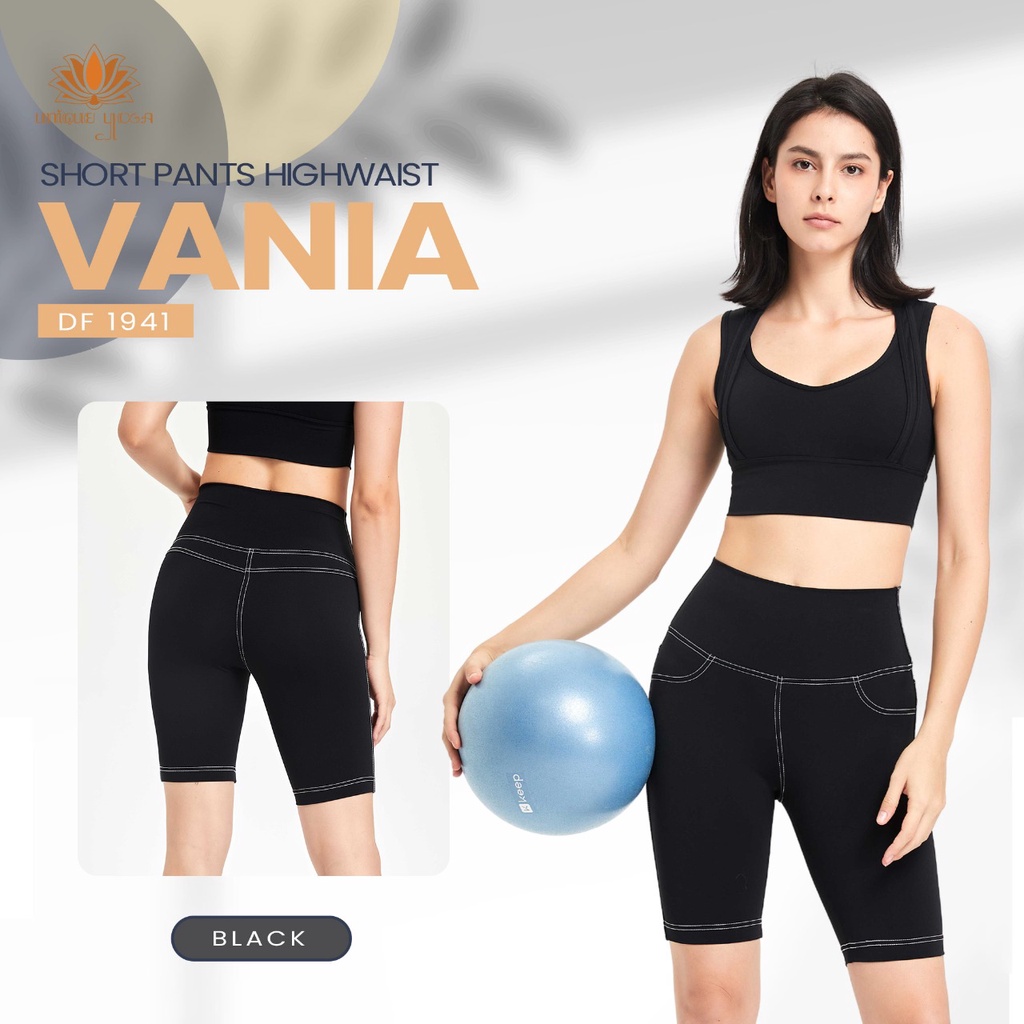 Celana Senam Pendek Yoga Pilates Aerobik / Short Pant Yoga High Waist Terbaru / Legging Pendek Yoga Vania DF 1941