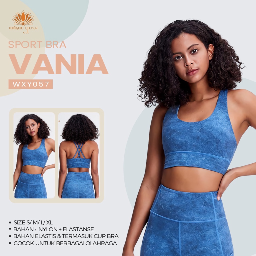 Sport Bra Senam Yoga Pilates / Bra Olahraga Vania Biru WX-Y057 / Atasan Senam Wanita / Sport Bra Murah / Sport Bra Wanita