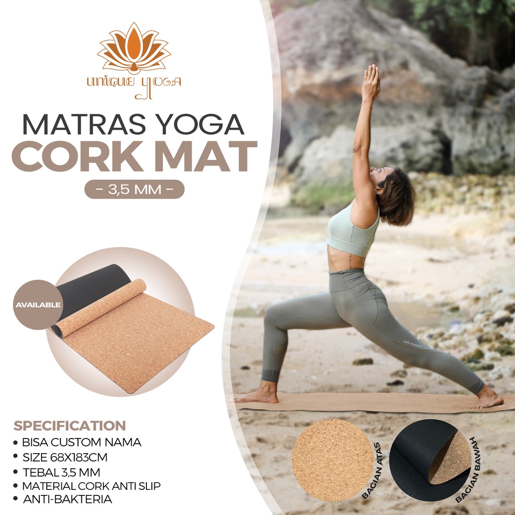 Matras Yoga / Rubber Mat Cork / Rubber Mat Serbuk Kayu/ Matras Senam Pilates Yoga / Cork Yoga Mat / Alas Matras Studio Y