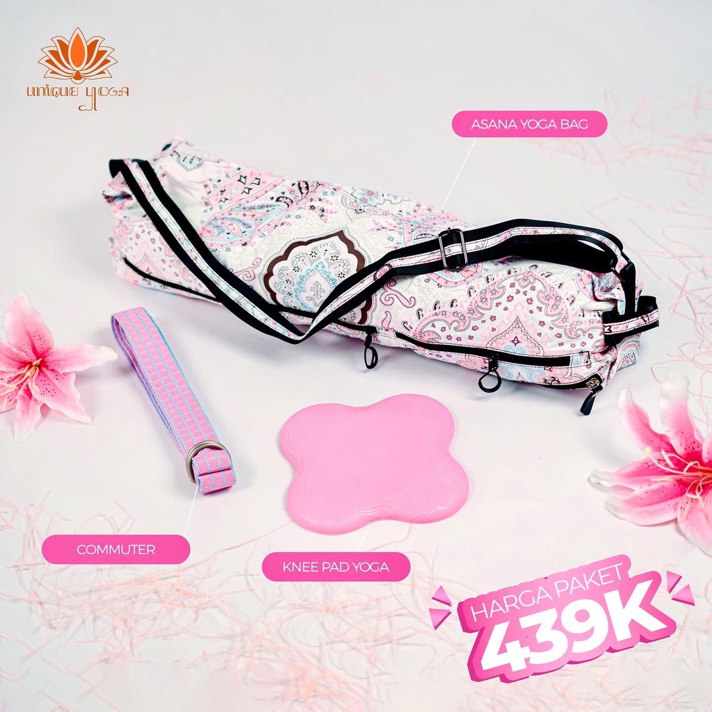 Promo Paket Yoga / Promo Yoga Set / 1 set Peralatan Yoga / Tas Yoga / Strap Yoga / Knee Pad Yoga
