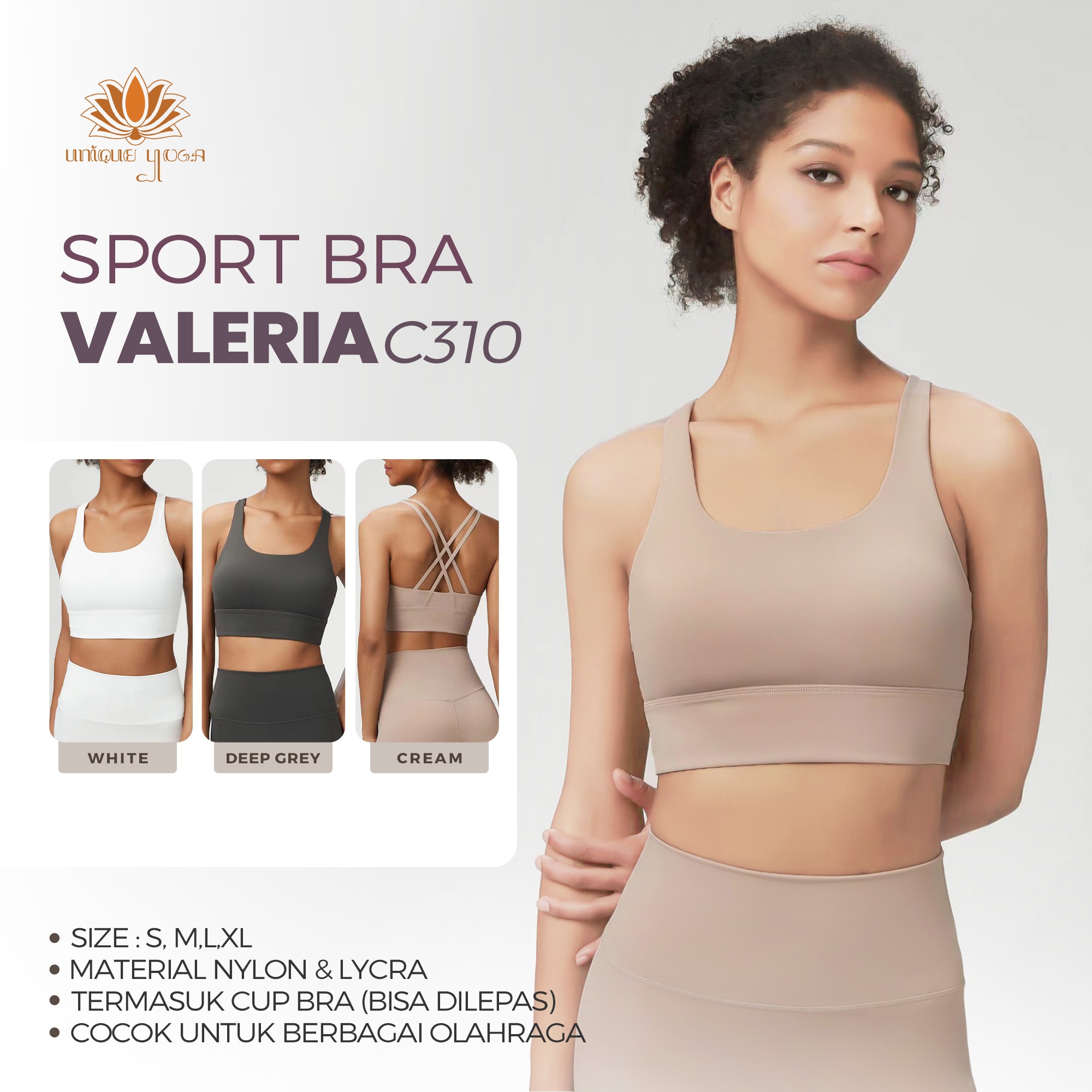 Sport Bra Yoga Fitness / Atasan Senam Valeria Yoga Pilates Gym Running / Sport Bra Yoga Vania C310