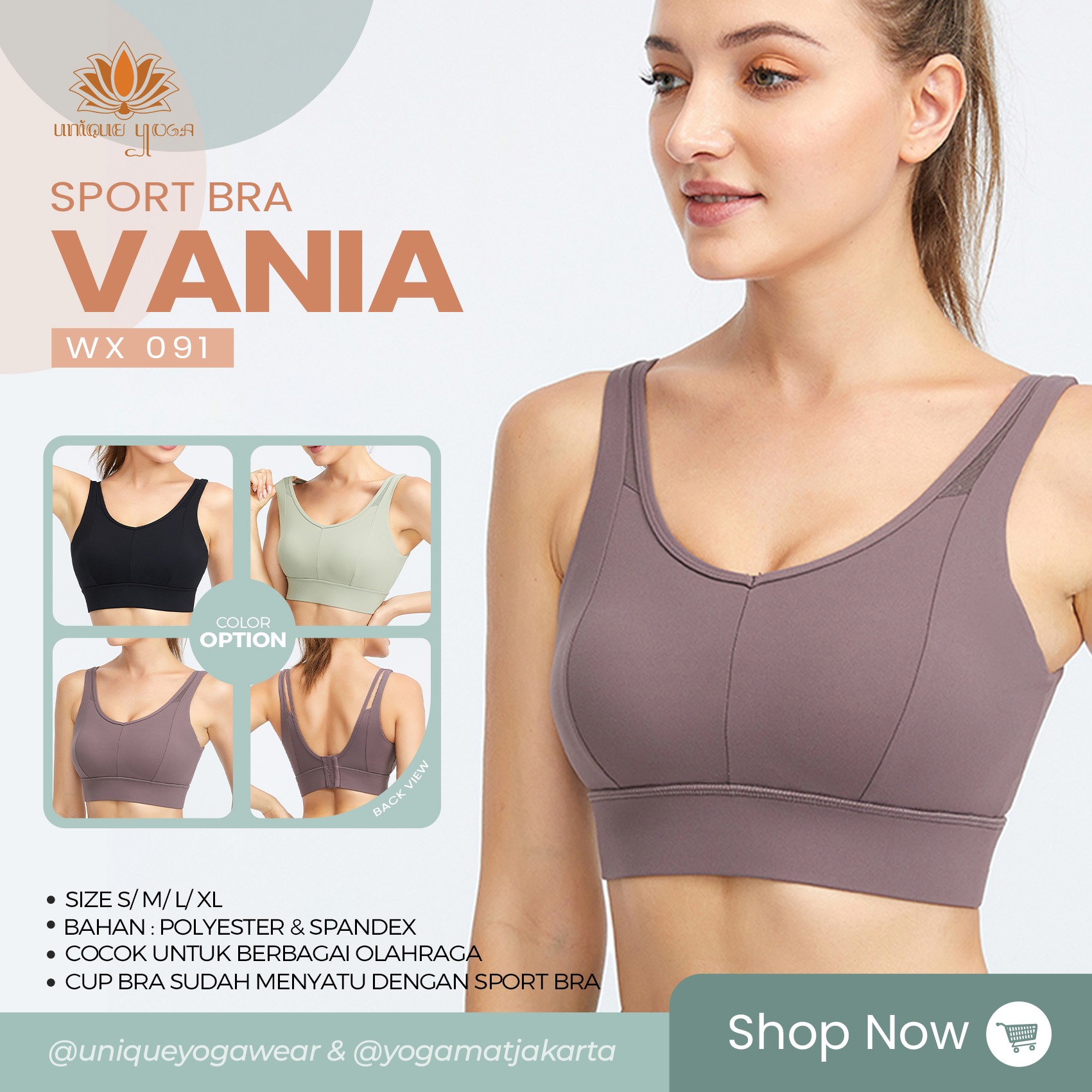 Sport Bra High Impact Yoga Senam Olahraga Fitness Bahan Dryfit / Bra Yoga Fitness Running WX 091