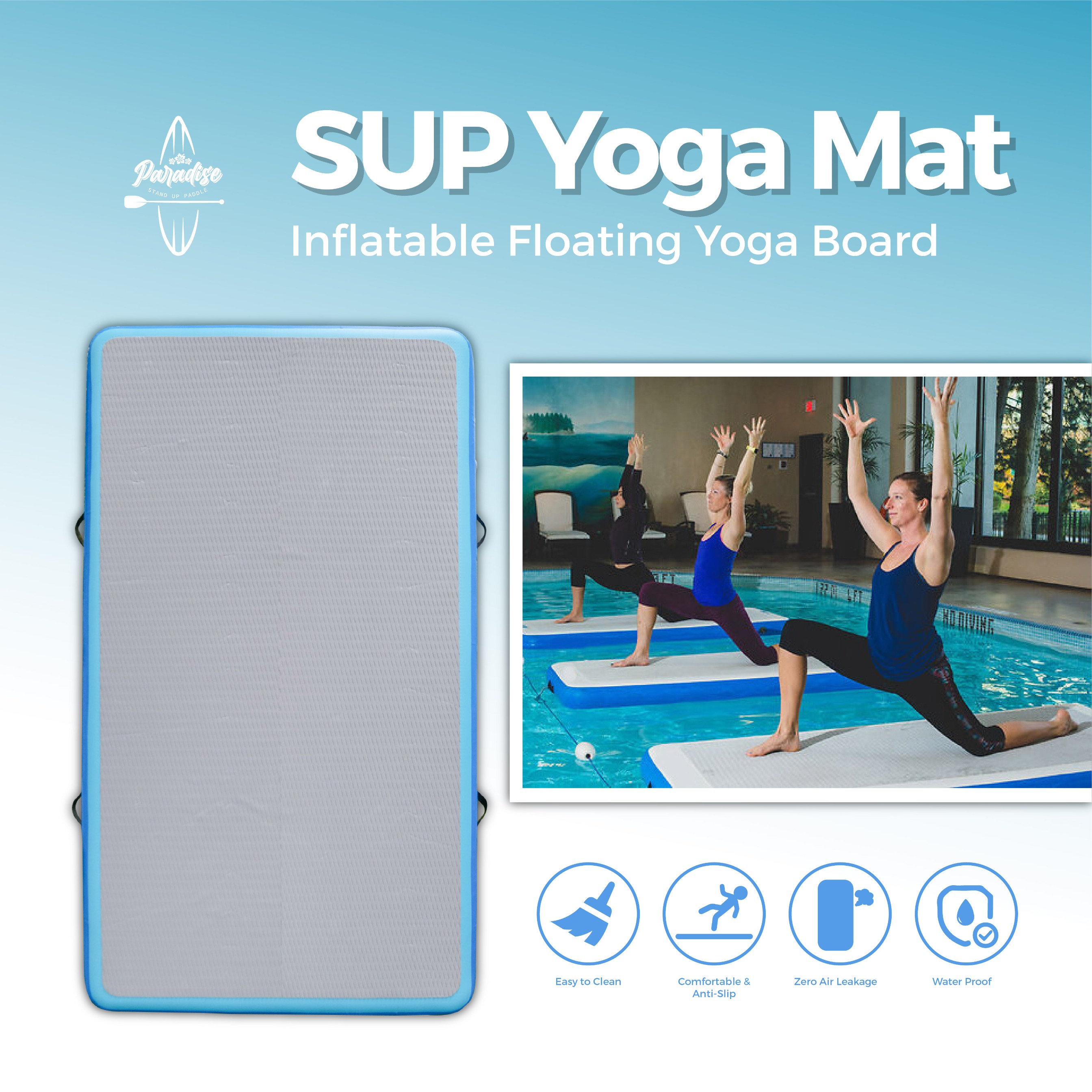 SUP Yoga Mat Inflatable Floating Yoga Board / Inflatable Water Yoga / Tikar Senam Yoga / Alas Olahraga