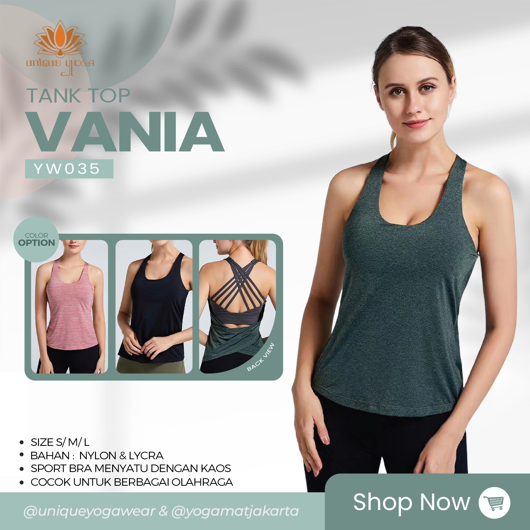 Baju olahraga wanita terbaru / Top vania with inner YW035 termurah / Baju Olahraga Wanita / Baju Yoga Terlaris