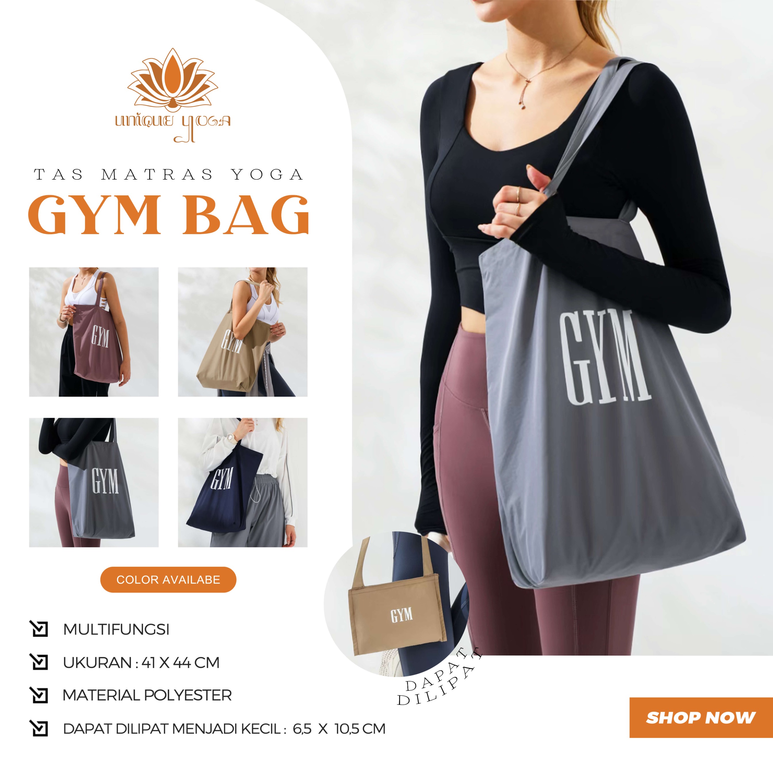 Tas Yoga Tote Bag Gym / Tas Gym Super Ringan / Tote Bag Wanita Terbaru