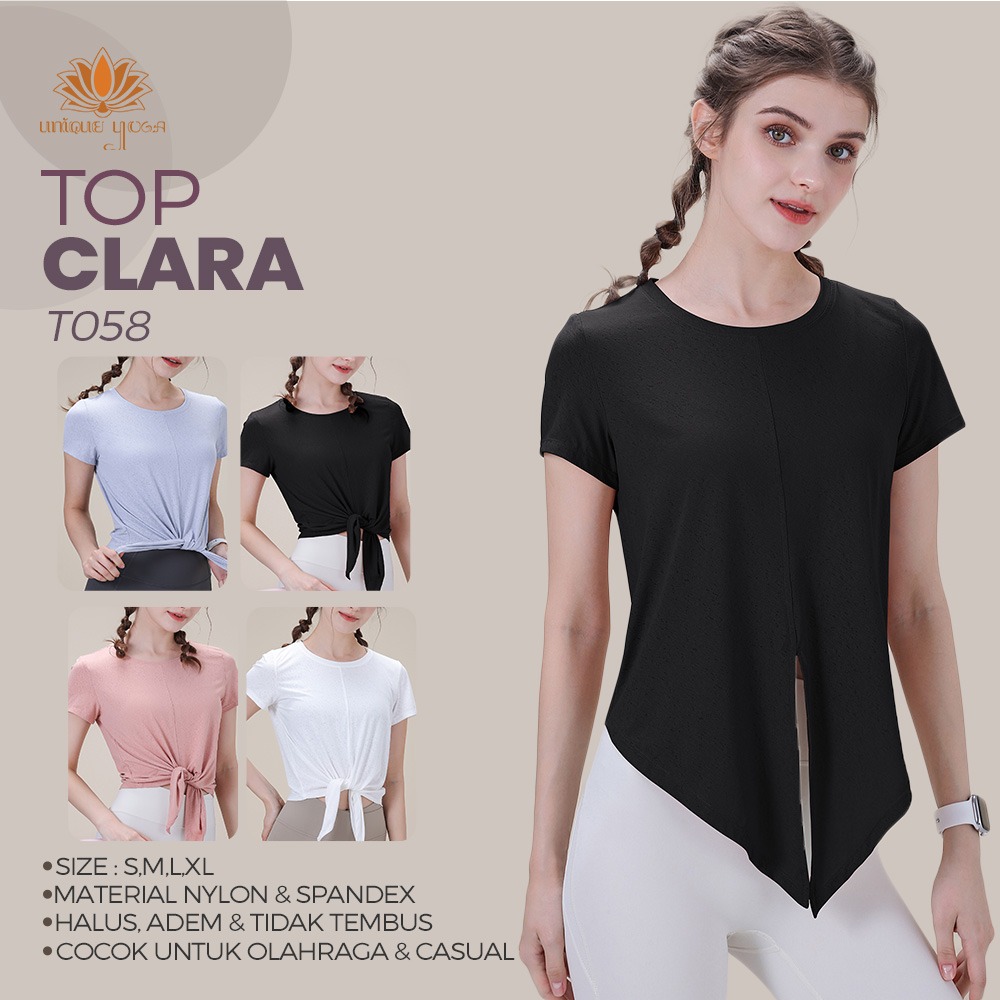 Kaos Olahraga Senam Yoga Casual Wanita Lengan Pendek / Baju Top Clara