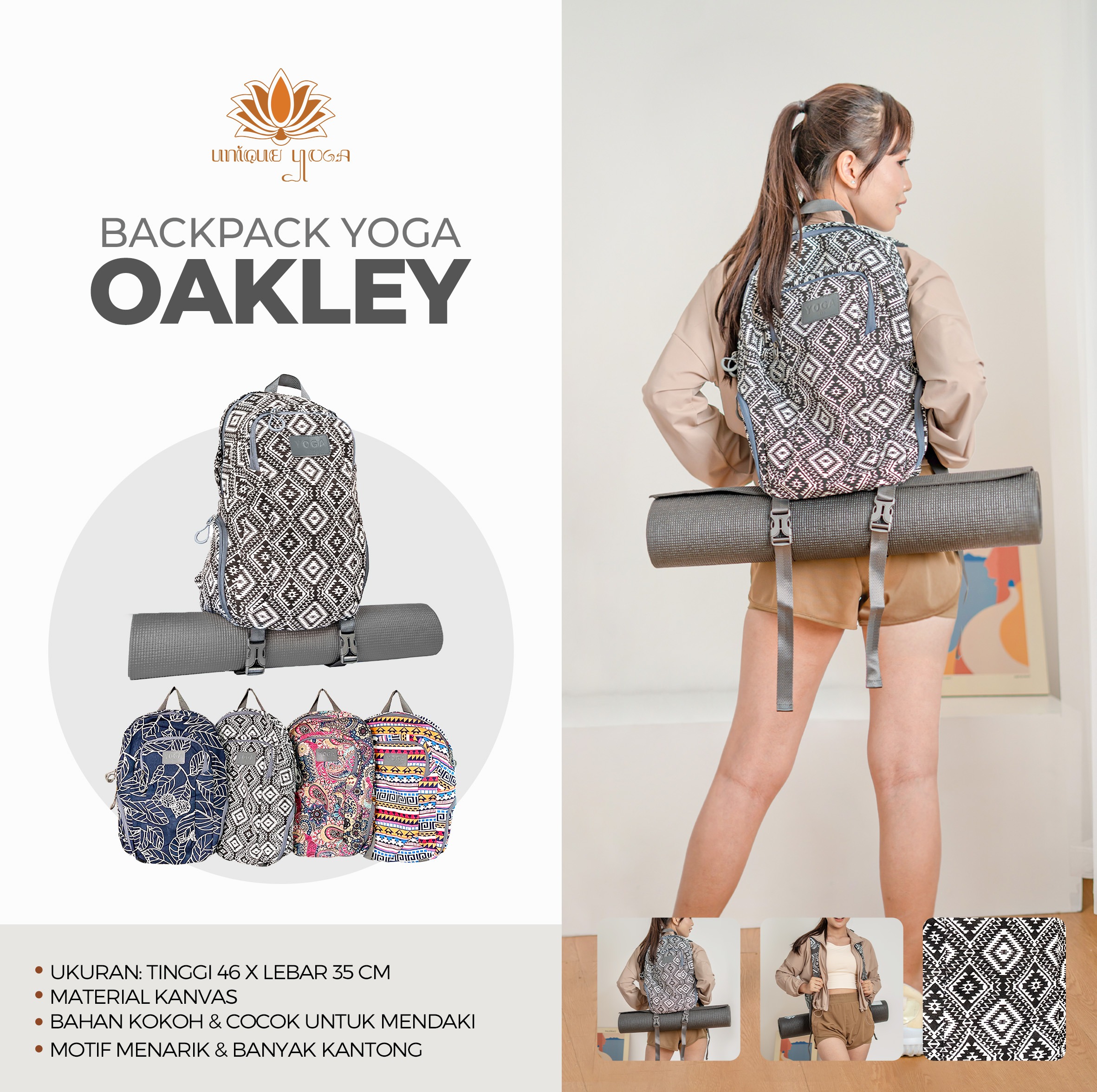 Bagpack Yoga Oakley / Backpack GYM / Backpack Yoga Pilates / Bagpack Mat Yoga / Yoga Bag Backpack / Tas Camping 