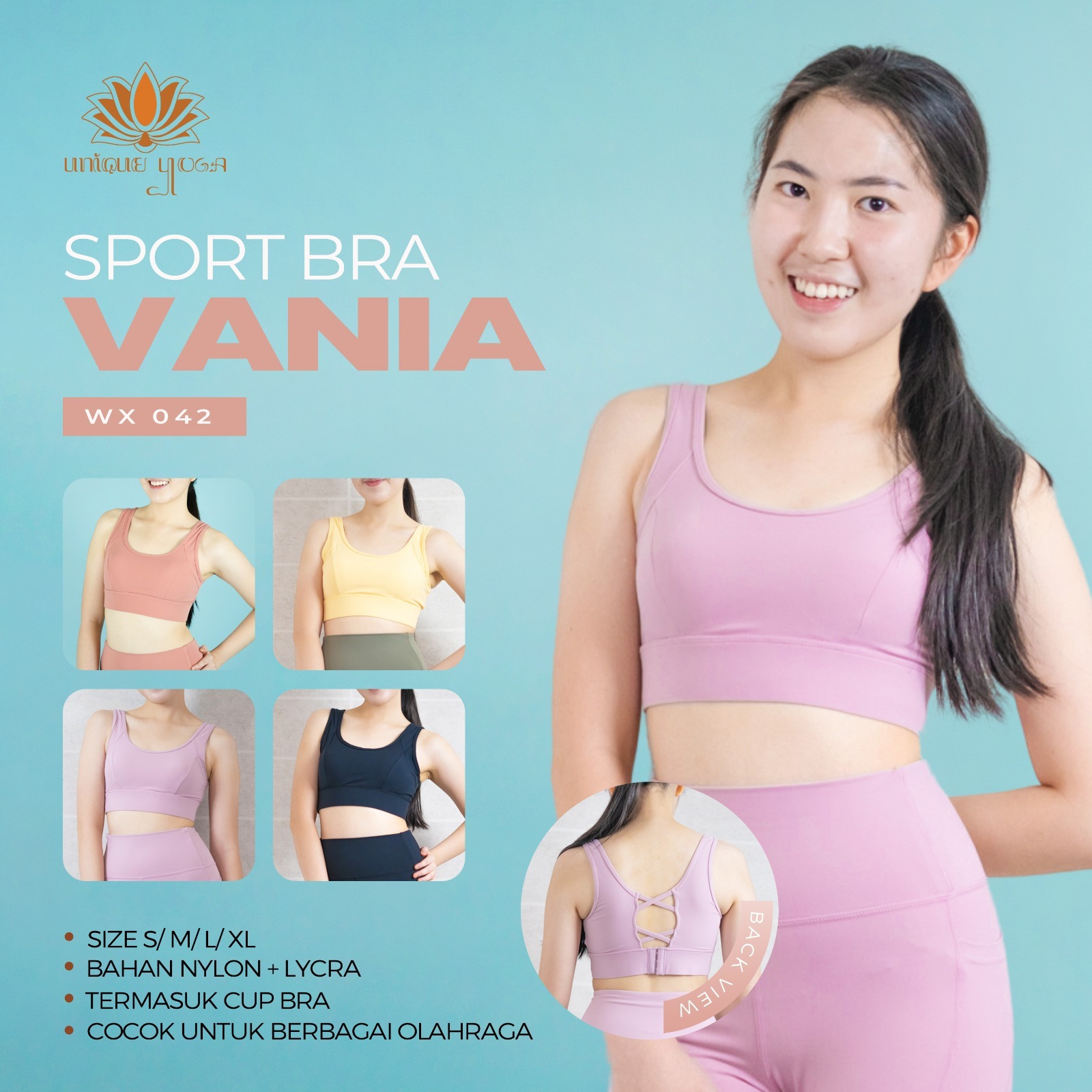 Sport Bra Olahraga Senam Yoga Pilates / Bra Yoga Vania WX 042 / Bra Sport Gym Zumba / Bra Yoga Wanita