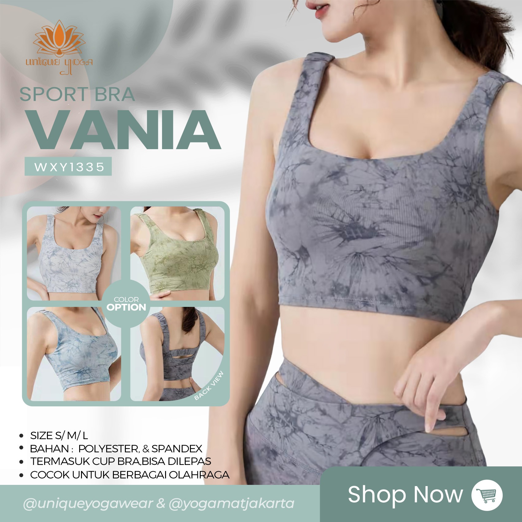 Sport Bra Senam Yoga Pilates Gym Tye Die / Bra Olahraga Vania Terbaru / Bra Fitness Gym High Impact Vania WX-Y1335