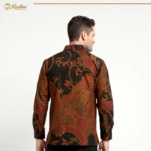 Image of Kemeja Bola Kasti Hitam Katun Lengan Panjang 