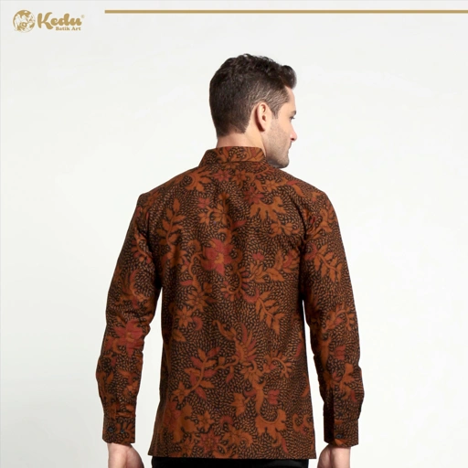 Image of Kemeja Bunga Mawar HItam Katun Lengan Panjang 