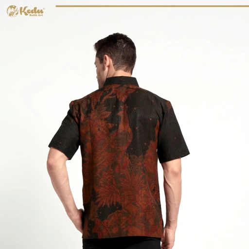 Image of Kemeja Cendrawasih Hitam Dobby Lengan Pendek