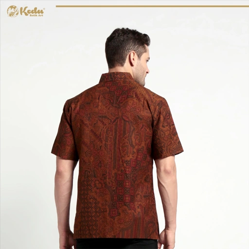 Image of Kemeja Gribik Hitam Dobby Lengan Pendek