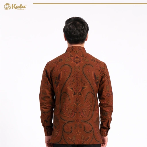 Image of Kemeja Kupu Merak Coklat Katun Lengan Panjang 