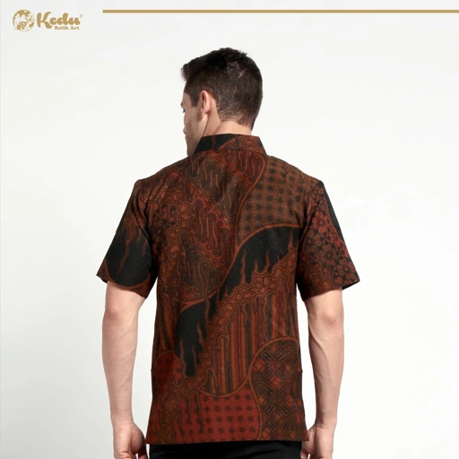 Image of Kemeja Liris Batu Hitam Dobby Lengan Pendek