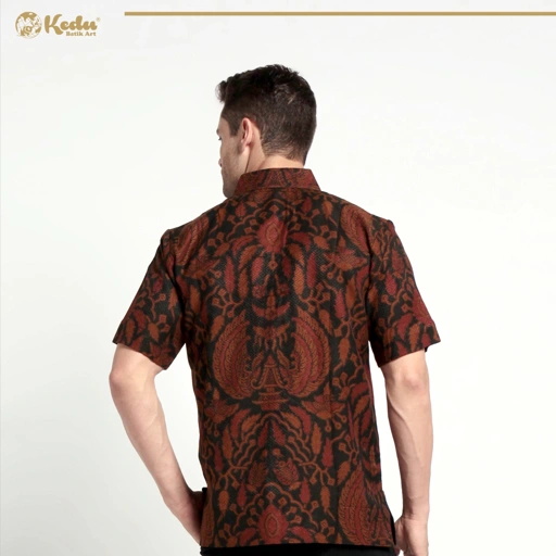 Image of Kemeja Naga Mada Hitam Dobby Lengan Pendek