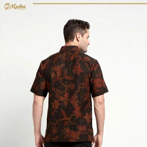 Image of Kemeja Sotong Hitam Dobby Lengan Pendek