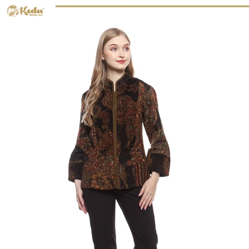 Image of Laruna - Blouse Batik Wanita Aksen Bulu Dobby Hitam