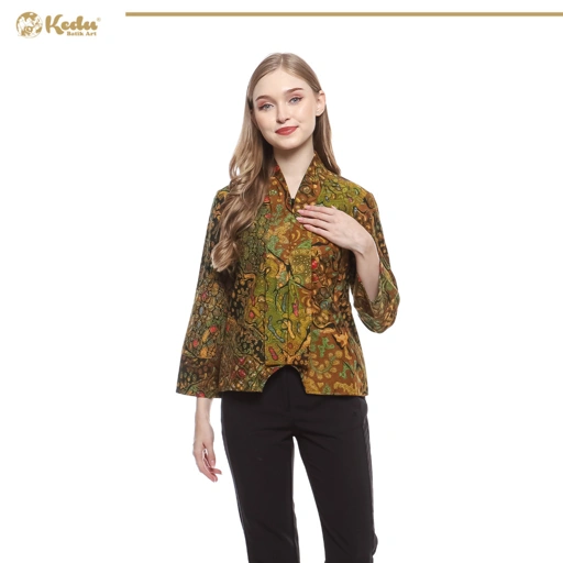 Image of Aksara - Blouse Batik Wanita Dobby Kuning