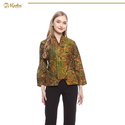 Image of Aksara - Blouse Batik Wanita Dobby Kuning